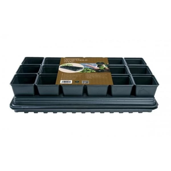 Tray Met 18 Vierkante 9 Cm Potten Met Bewatering 4 Tray Met 18 Vierkante 9 Cm Potten Met Bewatering - Afbeelding 2